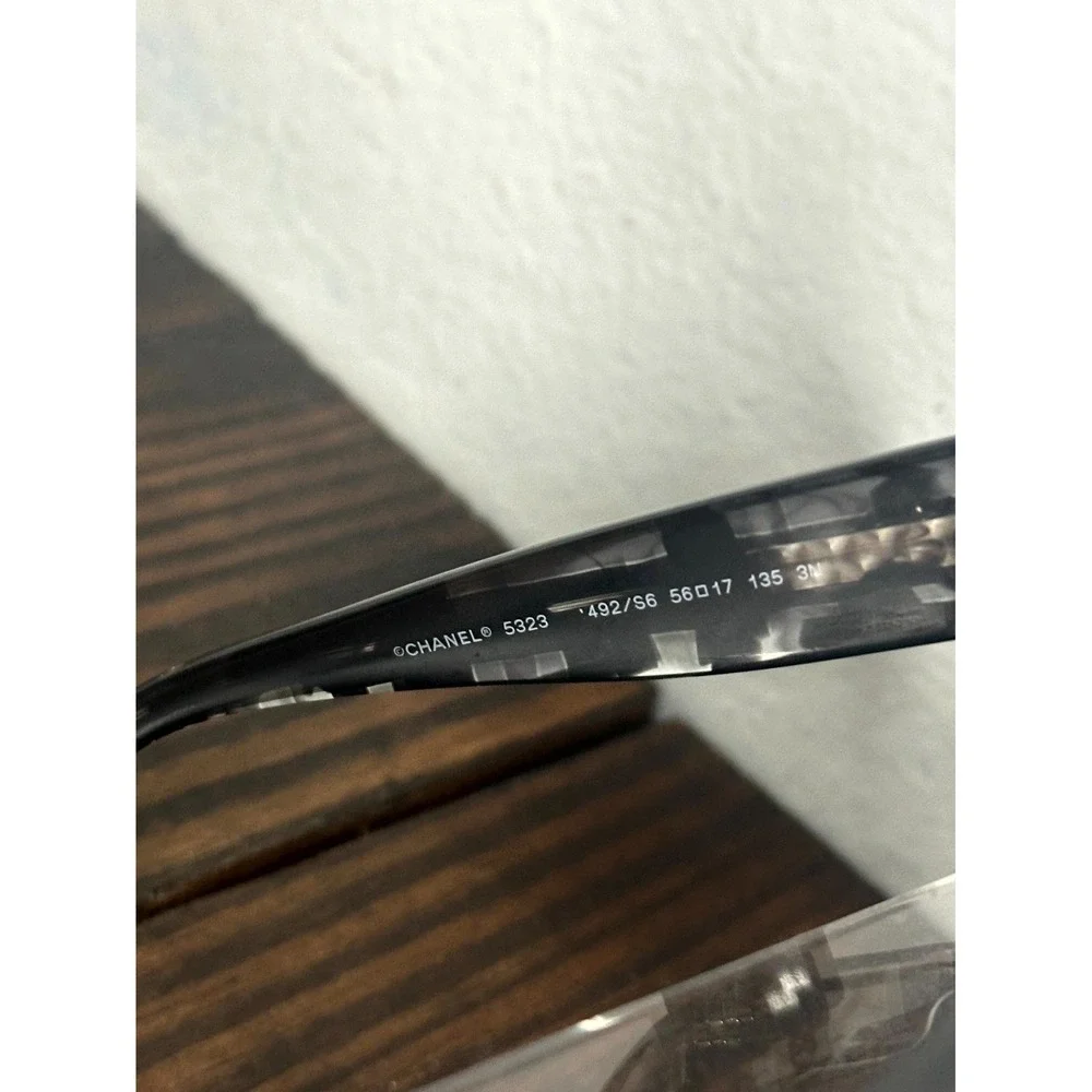 Chanel 5323 1492/S6 Women's Black Marble Sunglasses Oversized Butterfly Full Rim